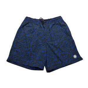 Men's Mollusk Stretch Vacation Trunks 6" Size Small Black/Blue Print